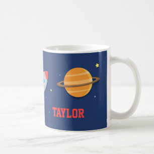 Raketenraumschiff, Weltraum, Planeten, für Jungen Kaffeetasse