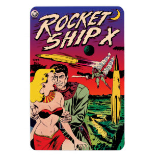 Raketenraumschiff X Vintage Sci-Fi-Comic-Cover Magnet