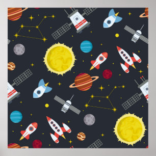 Raketenraumsolarsystem und Planet-Kosmos Poster