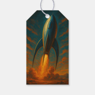 Raketenschiff inspiriert von den 1950er Jahren Geschenkanhänger