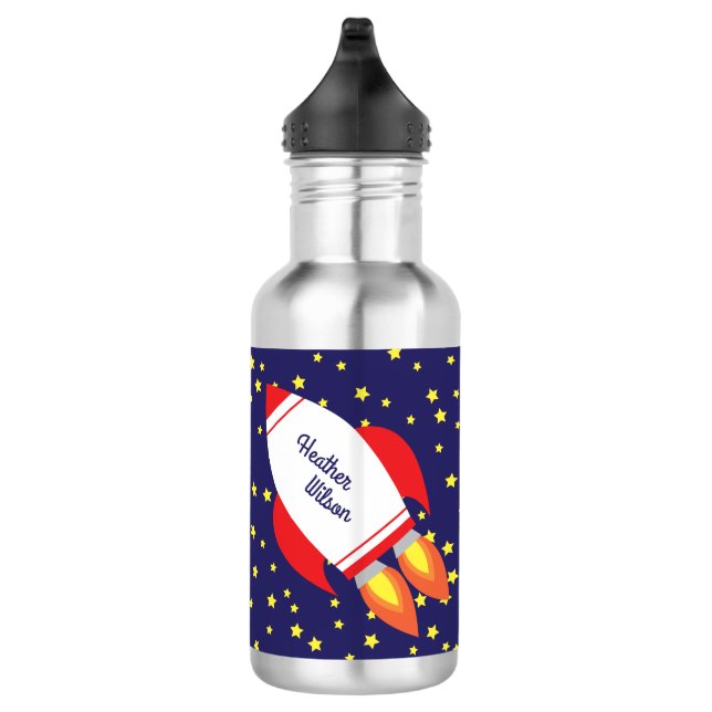 Raketenschiff Niedliche Kinder Wasserflasche mit N (Rechts)
