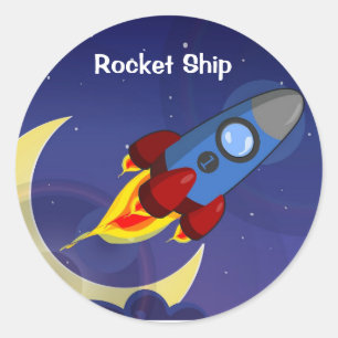 Raketenschiff Runder Aufkleber