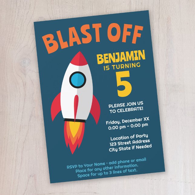 Raketenschiff - Sofortdownload Boy Birthday Party Einladung (Cute rocket ship birthday party invitation)