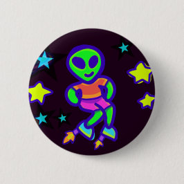 Raketenschuhe Alien Kid-Außerirdischen im Weltraum Button