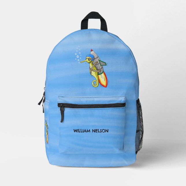 Raketenseepferdchen Bedruckter Rucksack (Vorderseite)