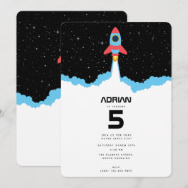Raketenstart im Weltraum Geburtstag Einladung
