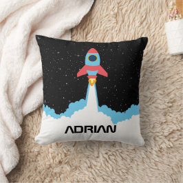 Raketenstart im Weltraum-Individuelle Name Kissen