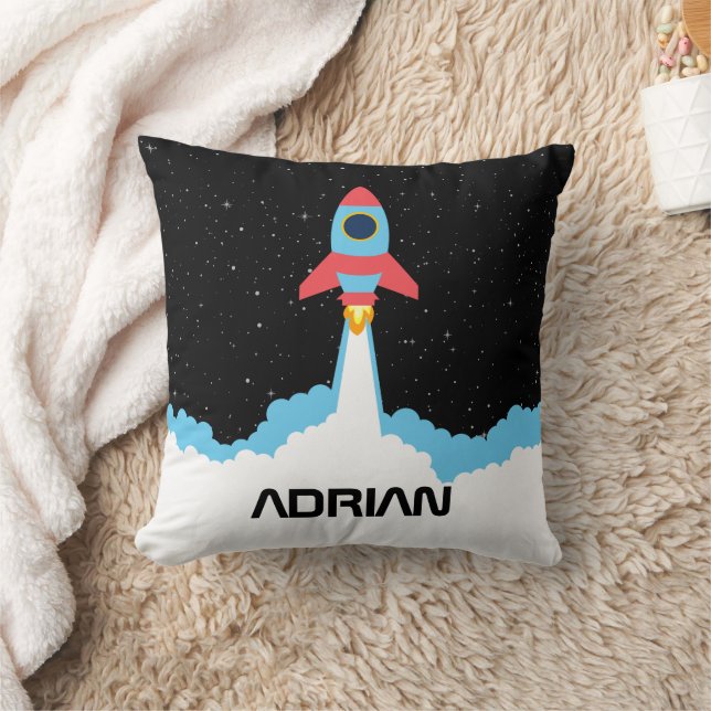 Raketenstart im Weltraum-Individuelle Name Kissen (Decke)
