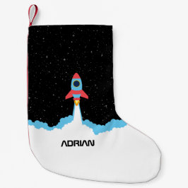 Raketenstart im Weltraum-Individuelle Name Kleiner Weihnachtsstrumpf