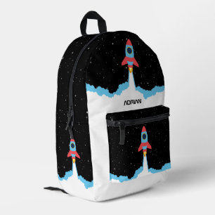 Raketenstart im Weltraumnamen Bedruckter Rucksack