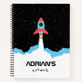 Raketenstart im Weltraumskizzbuch Notizbuch