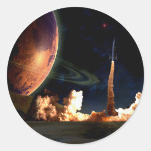 Raketenstart Runder Aufkleber