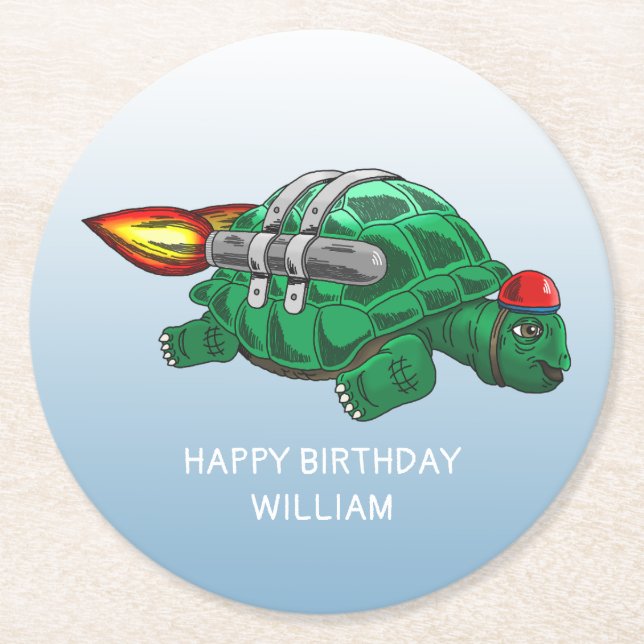 Raketenturve Runder Pappuntersetzer (Vorderseite)