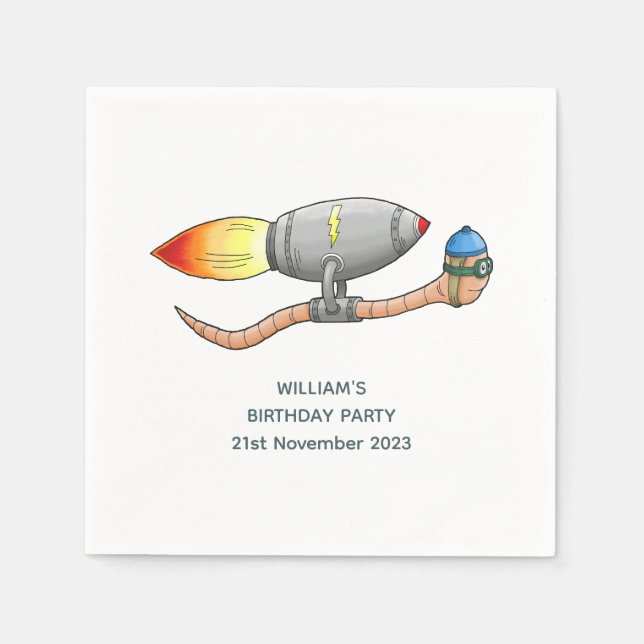 Raketenwurm Serviette (Vorderseite)