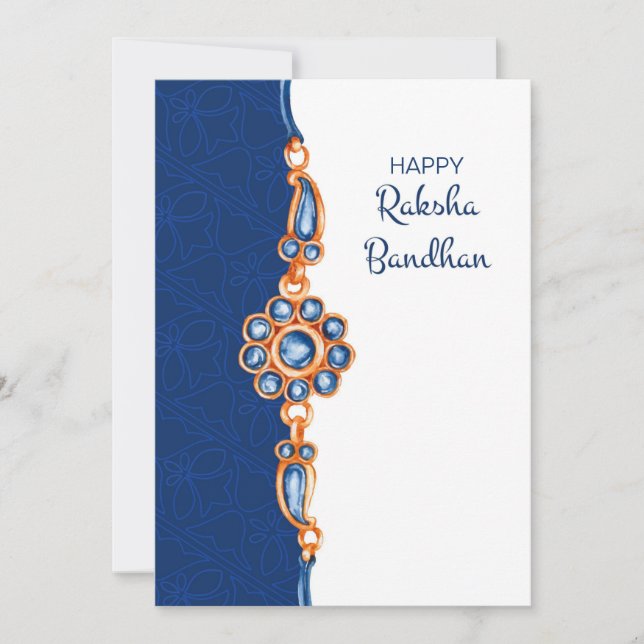 Raksha Bandhan Blue and White Greeting Card Karte (Vorderseite)