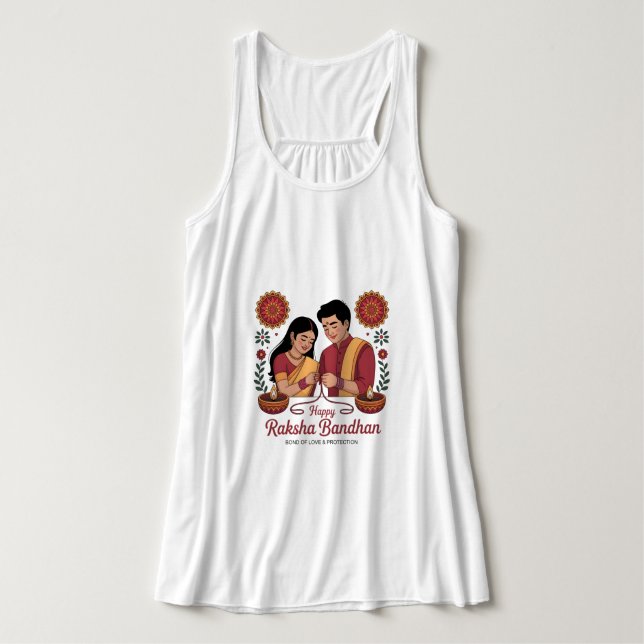 Raksha Bandhan  Flowy Racerback Tank Top (Design Vorderseite)