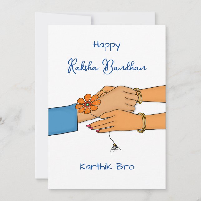 Raksha bandhan Karte mit Namen, Rakhi / Rakhri Kar (Vorderseite)