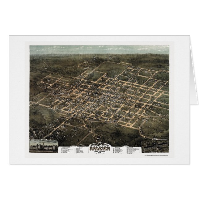 Raleigh, carte panoramique d'OR - 1872 (Devant horizontal)