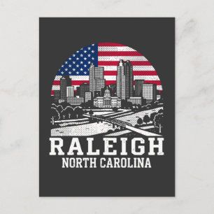 Raleigh City North Carolina Amerikanische Flagge Postkarte