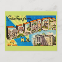 Raleigh NC Retro Postkarte