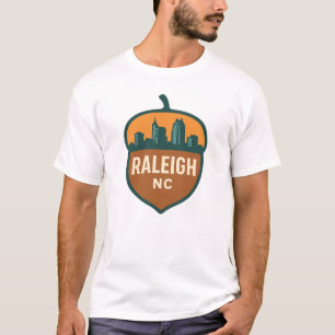 Raleigh NC Skyline Acorn Design - Modernes NC T-Shirt