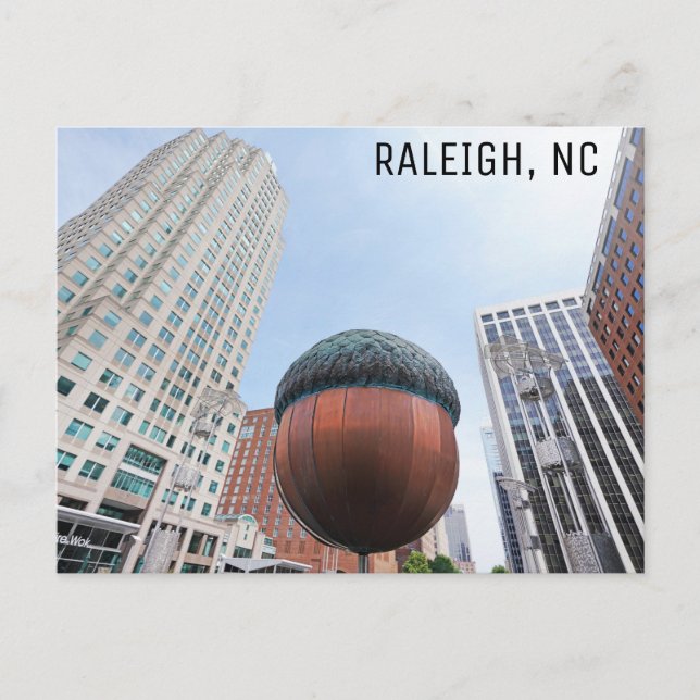 Raleigh North Carolina Acorn City Skyline Travel Postkarte (Vorderseite)