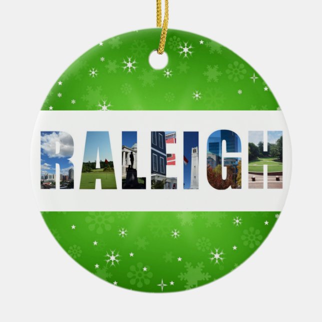 Raleigh North Carolina City Foto Weihnachten Keramik Ornament (Vorne)