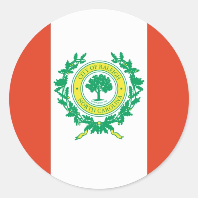 Raleigh, North Carolina Flag Runder Aufkleber (Vorderseite)