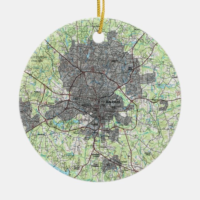 Raleigh North Carolina Karte (1990) Keramikornament (Vorne)