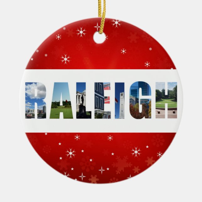 Raleigh North Carolina Reisen Fotos Weihnachten Keramik Ornament (Vorne)