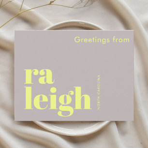 Raleigh North Carolina typografisch modern Postkarte