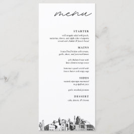 Raleigh Skyline Modernes Menü für Hochzeiten Menükarte