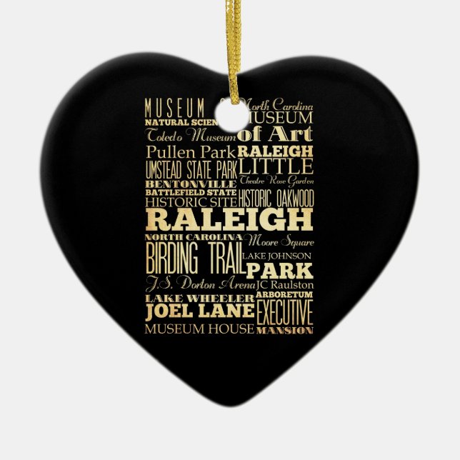 Raleigh-Stadt der Nord-CarolinaStaats-Typografie Keramikornament (Vorne)