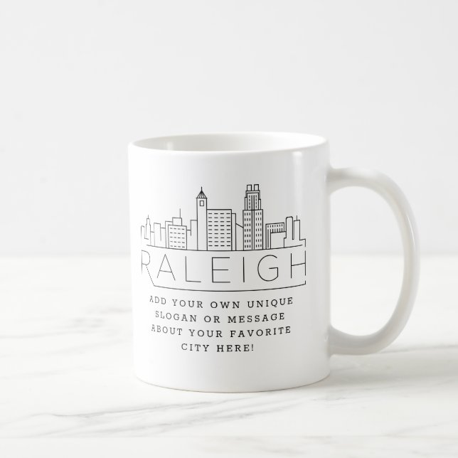 Raleigh Stylized Skyline | Benutzerdefinierter Slo Kaffeetasse (Rechts)