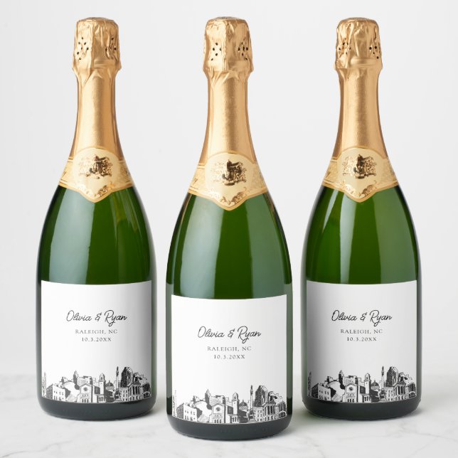 Raleigh Wedding Champagne Label (Flaschen)
