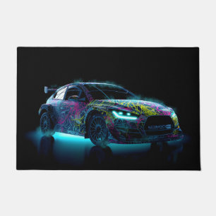 Rally car in the dark fußmatte