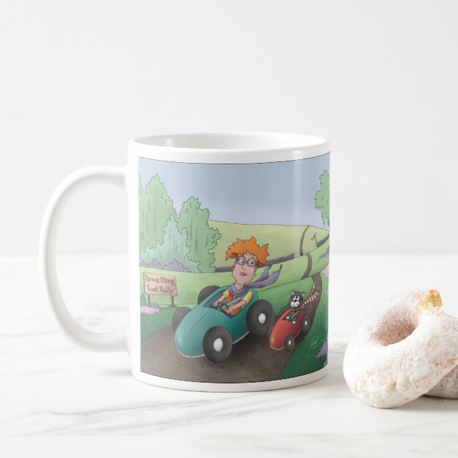 Rallye Cat Lady Road Café Mug (Avec donut)