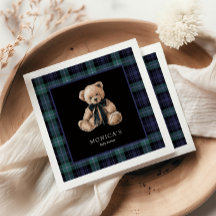 Ralph Teddy Bär Navy Grün Kariert Baby Shower