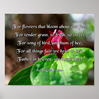 Ralph Waldo Emerson Poem, For Flowers Poster
