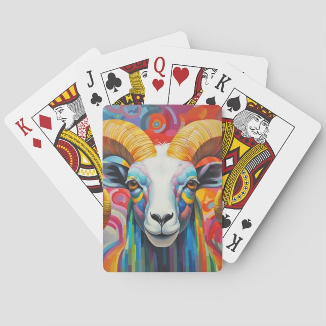 Ram Animal Portrait Farbige Malerei Spielkarten (Rückseite)
