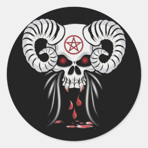 Ram Horned Skull Runder Aufkleber