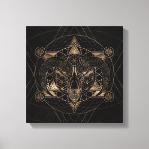RAM in der heiligen Geometrie - Schwarzes und Gold Leinwanddruck