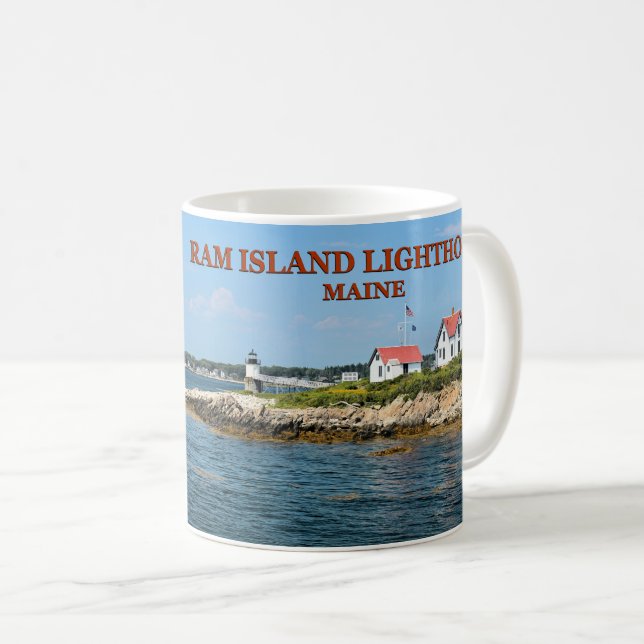 Ram Island Lighthouse, Boothbay Hafen Maine Tasse (VorderseiteRechts)