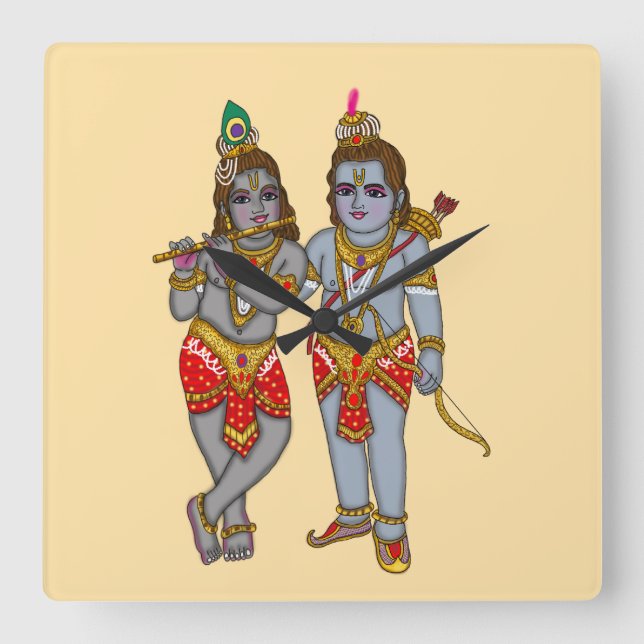 Ram & Krishna Wanduhr (Vorderseite)