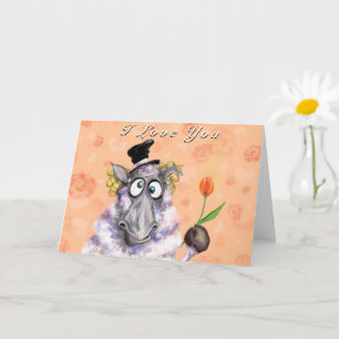 Ram mit Blume Funny Valentine Day Card Karte