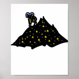 Ram on Space Mountain | Cosmic Silhouette Poster
