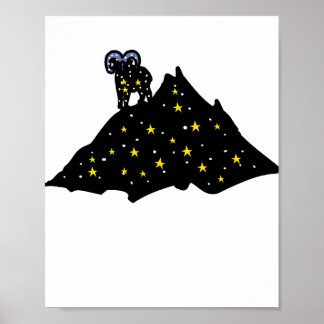 Ram on Space Mountain | Cosmic Silhouette Poster