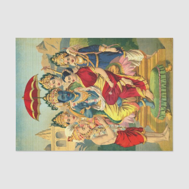 Ram Panchayatan von Raja Ravi Varma Seidenpapier (Vorderseite)