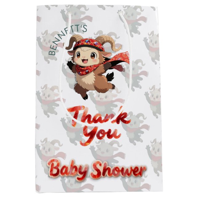 Ram Pattern Thank You White Gift Bag Mittlere Geschenktüte (Vorderseite)
