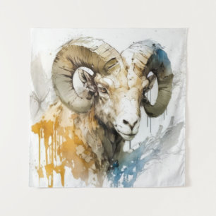 Ram Portrait Tiermalerei Kunst, Dichtung und Musik Wandteppich